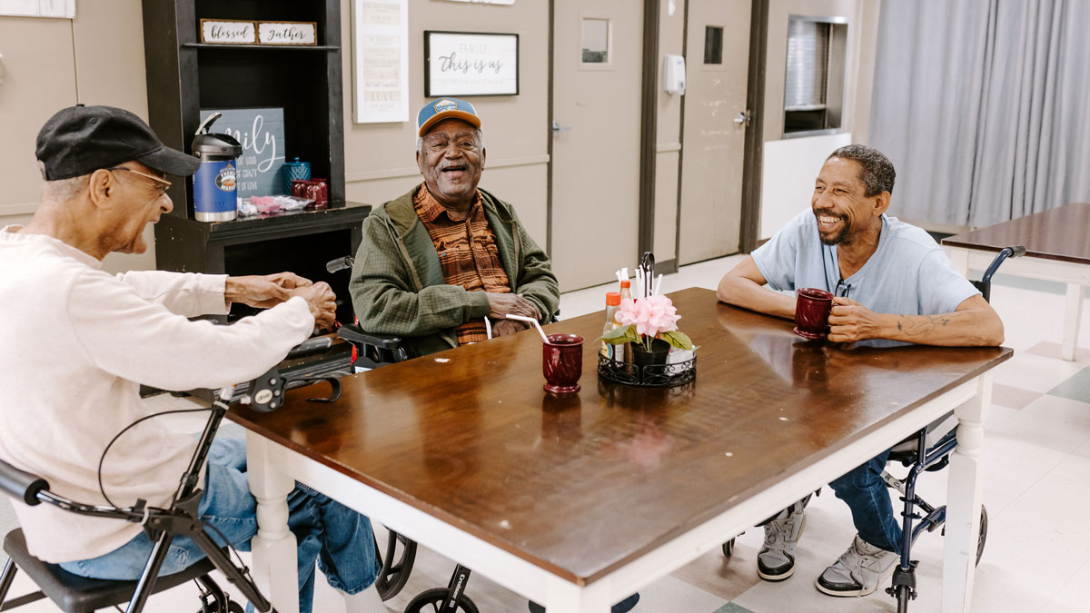 Elders Socializing at Lake Village Rehabilitation and Care Center